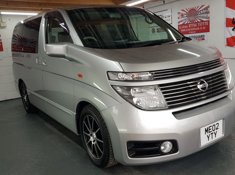 now sold thanks!!!!!!Nissan Elgrand e51 3.5 automatic 8 seater silver japanese 4wd electric rear curtains only 22k miles 02 in stock-ready to go- grade 4-please quote 145