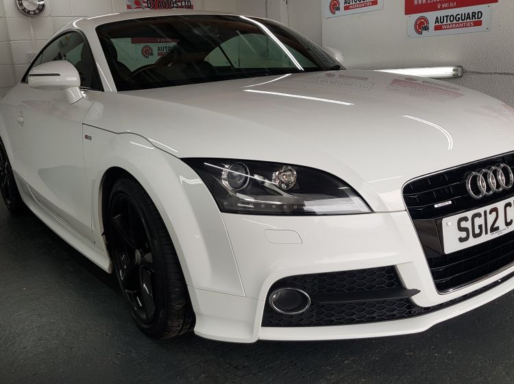 now sold thanks!!!!!Audi TT Coupe 2.0TDI quattro S Line white black alloys recent timing belt 2012 	excellent condition px and finance 6 months warranty